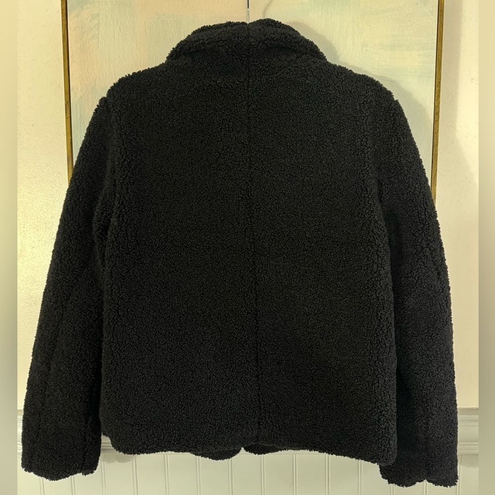 SANCTUARY NWT Black Fuzzy Teddy Bear Button Front Jacket Size Medium - Picture 6 of 7